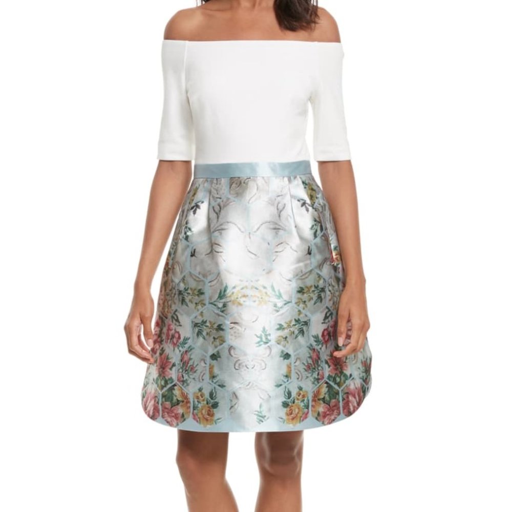 Ted Baker London Pale Blue Dewrose Patchwork Dress